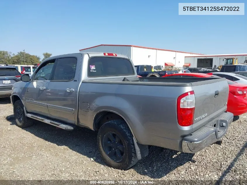 2005 Toyota Tundra Double Cab Sr5 VIN: 5TBET34125S472022 Lot: 40620998