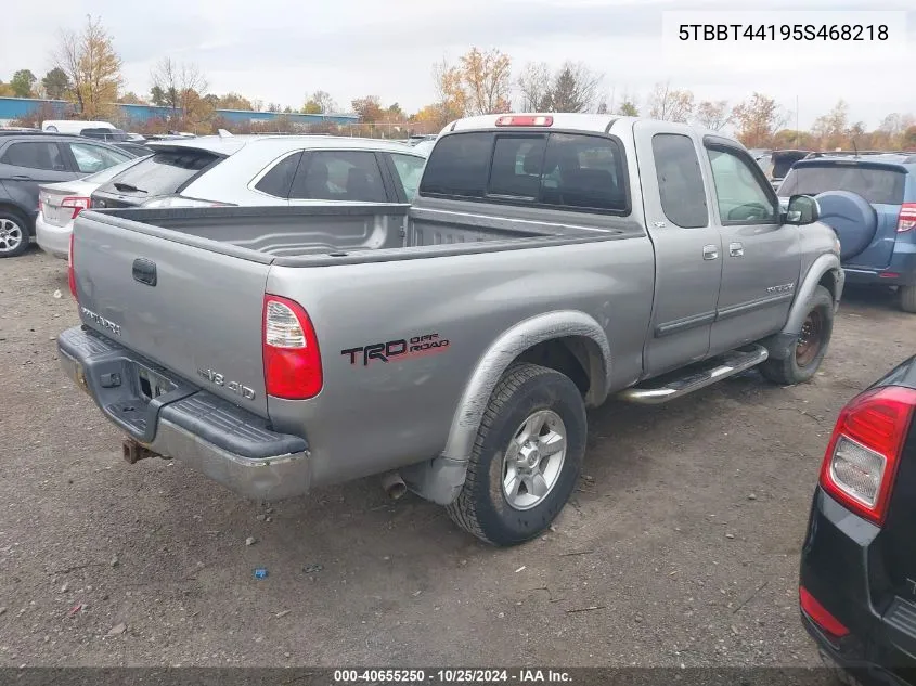 2005 Toyota Tundra Sr5 V8 VIN: 5TBBT44195S468218 Lot: 40655250