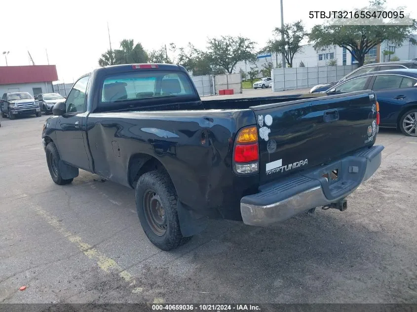 2005 Toyota Tundra Base V8 VIN: 5TBJT32165S470095 Lot: 40659036