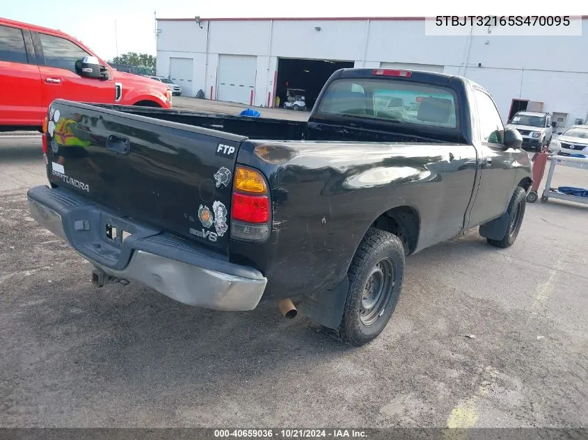 2005 Toyota Tundra Base V8 VIN: 5TBJT32165S470095 Lot: 40659036