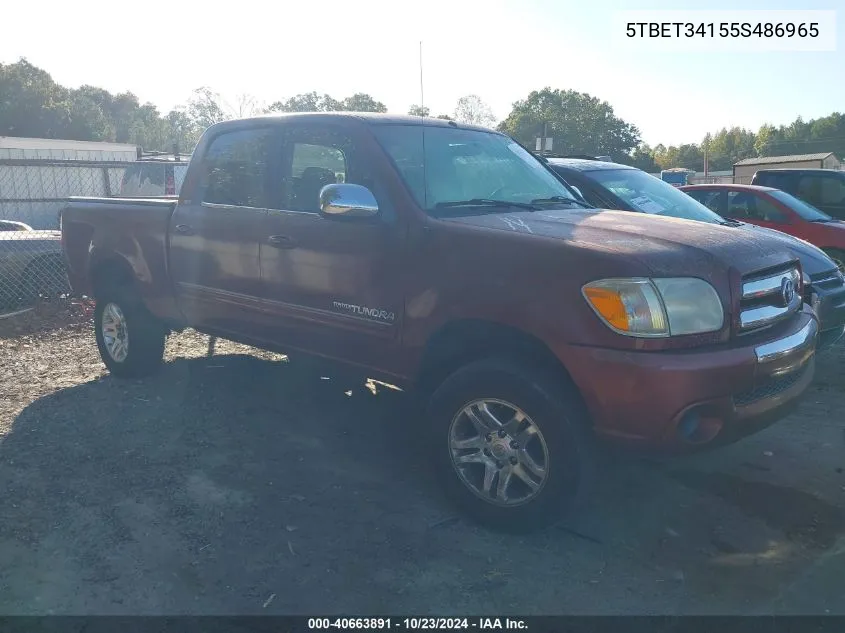 2005 Toyota Tundra Sr5 V8 VIN: 5TBET34155S486965 Lot: 40663891