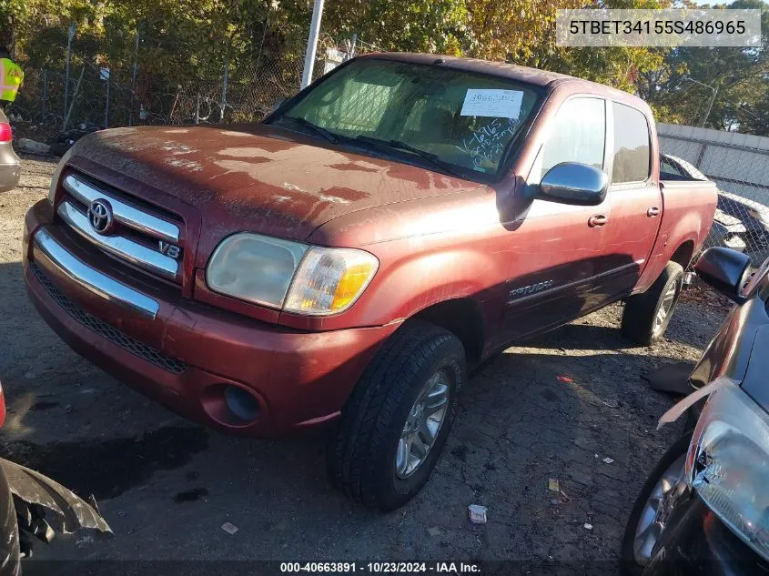 2005 Toyota Tundra Sr5 V8 VIN: 5TBET34155S486965 Lot: 40663891