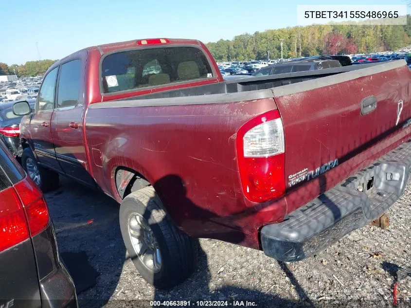 2005 Toyota Tundra Sr5 V8 VIN: 5TBET34155S486965 Lot: 40663891