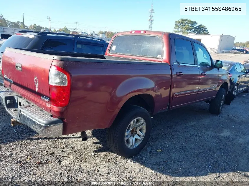 2005 Toyota Tundra Sr5 V8 VIN: 5TBET34155S486965 Lot: 40663891