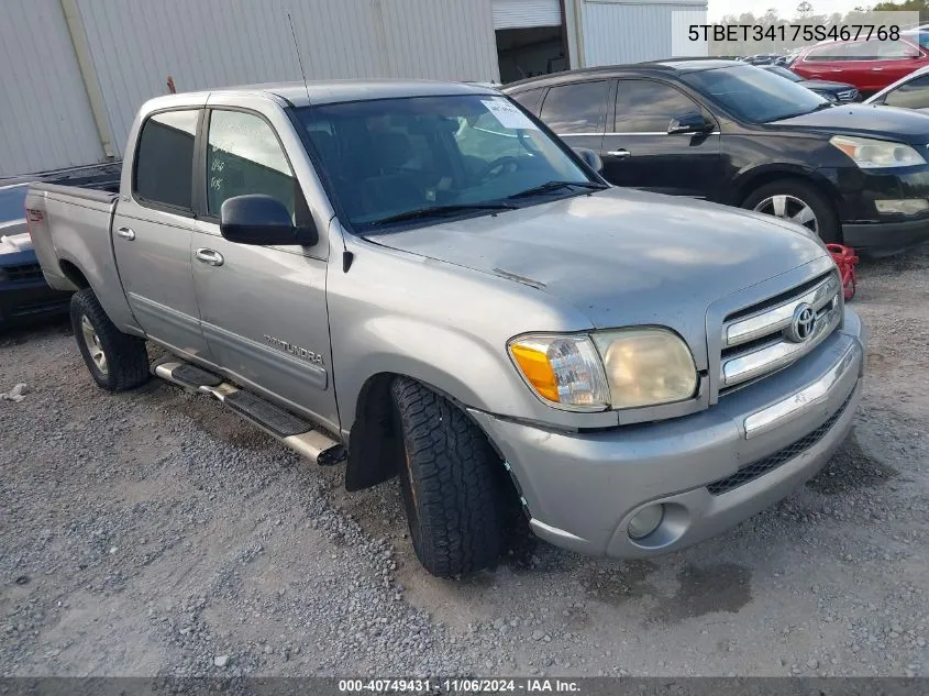 2005 Toyota Tundra Sr5 V8 VIN: 5TBET34175S467768 Lot: 40749431