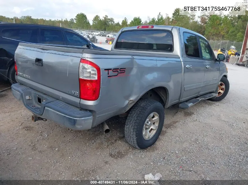 2005 Toyota Tundra Sr5 V8 VIN: 5TBET34175S467768 Lot: 40749431