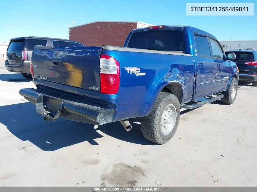 2005 Toyota Tundra Sr5 V8 VIN: 5TBET34125S489841 Lot: 40750599