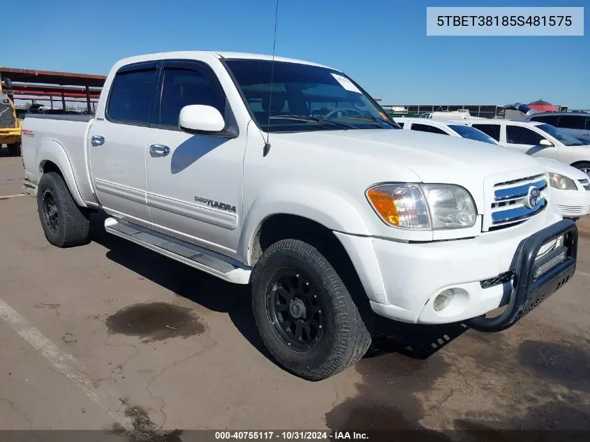 2005 Toyota Tundra Limited V8 VIN: 5TBET38185S481575 Lot: 40755117