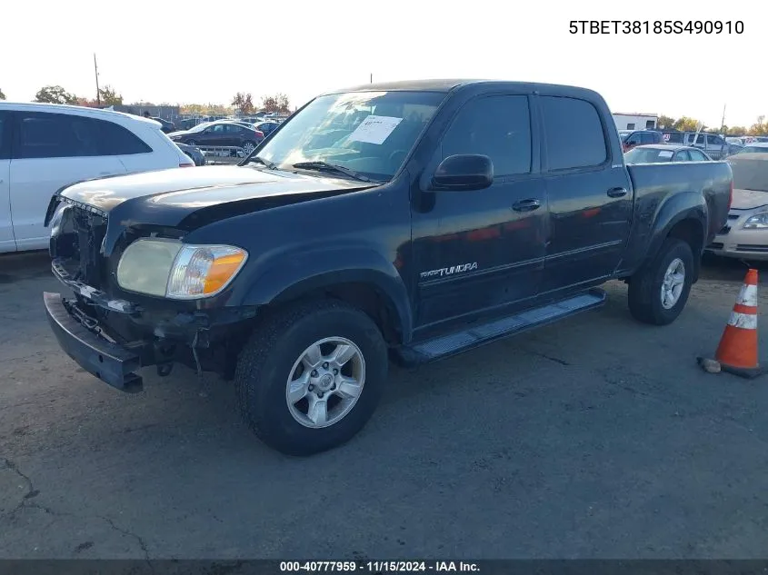 2005 Toyota Tundra Limited V8 VIN: 5TBET38185S490910 Lot: 40777959