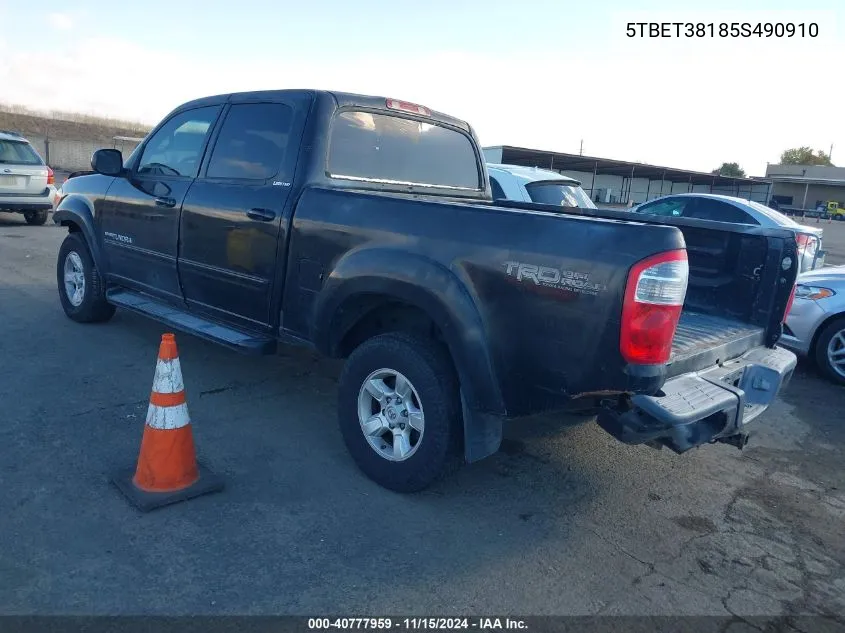 2005 Toyota Tundra Limited V8 VIN: 5TBET38185S490910 Lot: 40777959