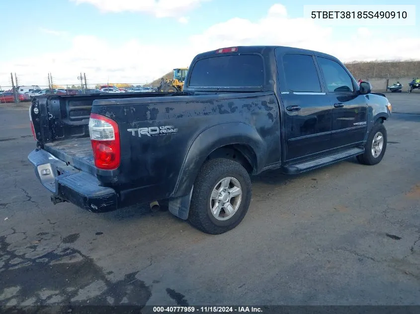 2005 Toyota Tundra Limited V8 VIN: 5TBET38185S490910 Lot: 40777959