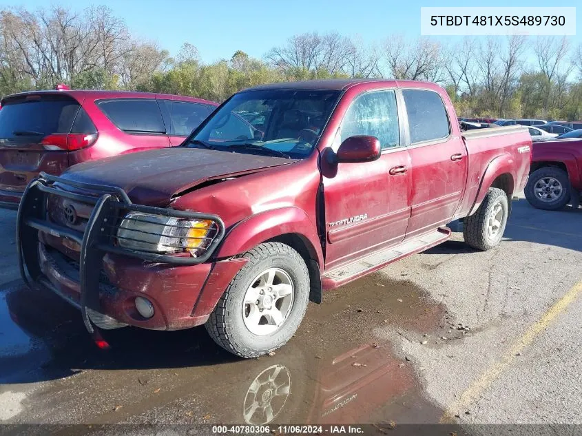 2005 Toyota Tundra Limited V8 VIN: 5TBDT481X5S489730 Lot: 40780306