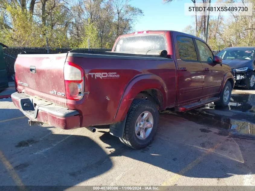 2005 Toyota Tundra Limited V8 VIN: 5TBDT481X5S489730 Lot: 40780306