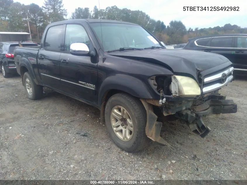 2005 Toyota Tundra Sr5 V8 VIN: 5TBET34125S492982 Lot: 40788060