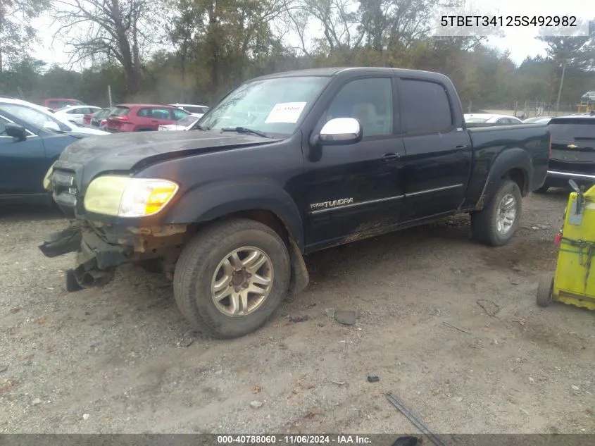 2005 Toyota Tundra Sr5 V8 VIN: 5TBET34125S492982 Lot: 40788060