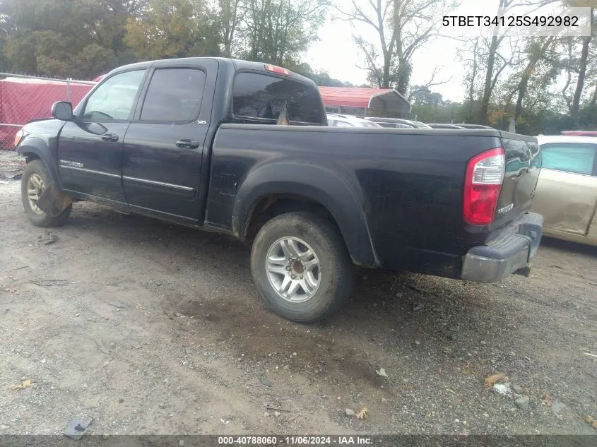 2005 Toyota Tundra Sr5 V8 VIN: 5TBET34125S492982 Lot: 40788060