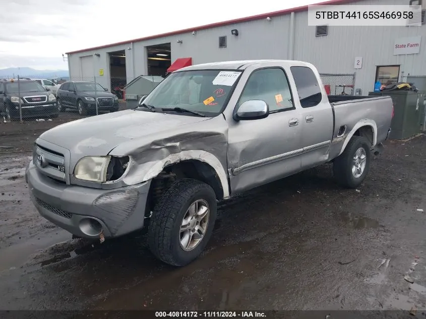 2005 Toyota Tundra Sr5 V8 VIN: 5TBBT44165S466958 Lot: 40814172