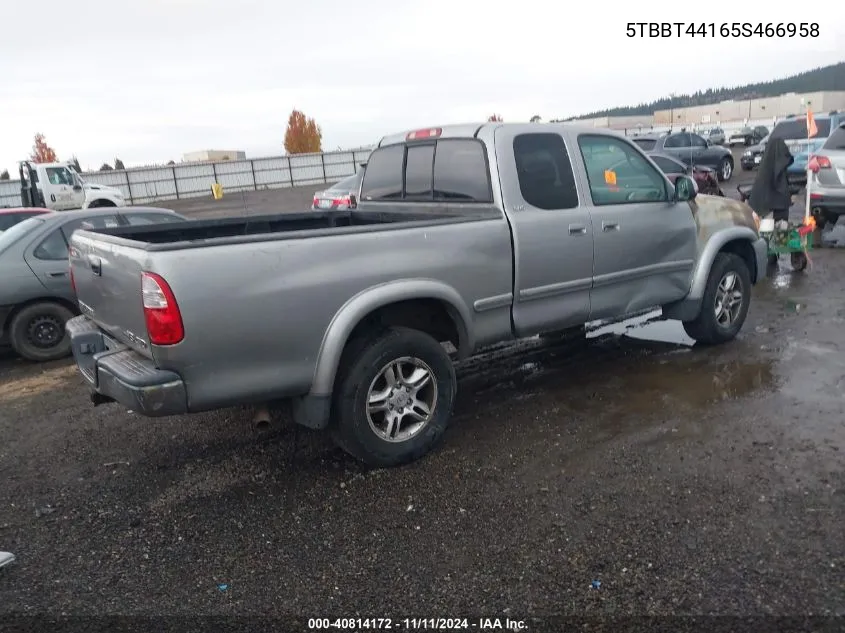 2005 Toyota Tundra Sr5 V8 VIN: 5TBBT44165S466958 Lot: 40814172