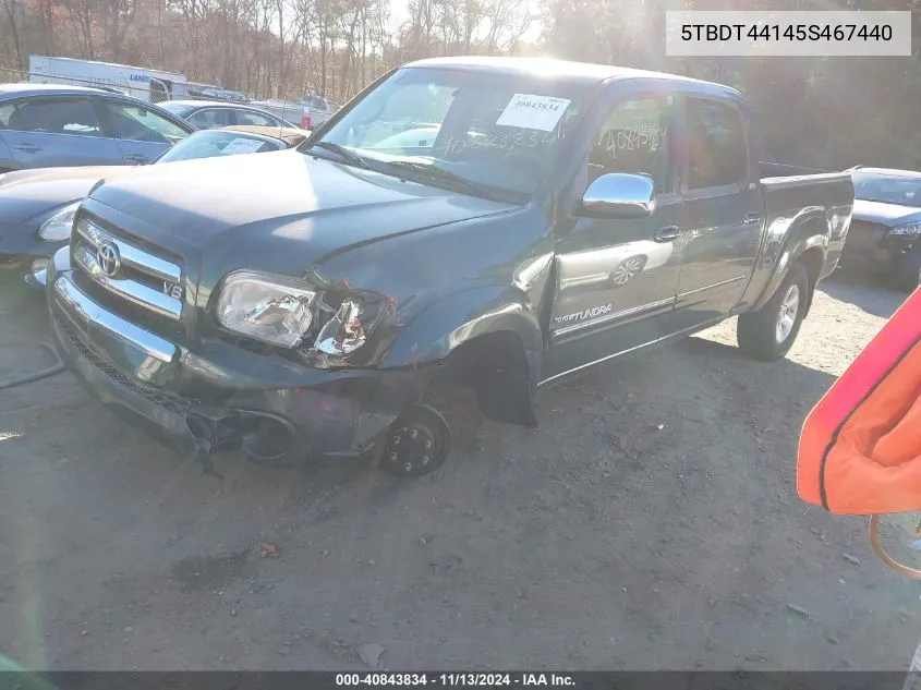 2005 Toyota Tundra Sr5 V8 VIN: 5TBDT44145S467440 Lot: 40843834