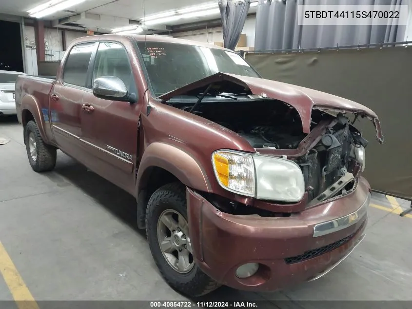 2005 Toyota Tundra Sr5 V8 VIN: 5TBDT44115S470022 Lot: 40854722