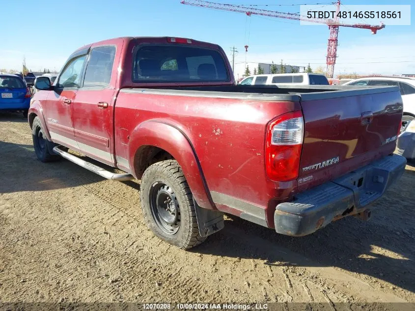 2006 Toyota Tundra Limited V8 VIN: 5TBDT48146S518561 Lot: 12070208