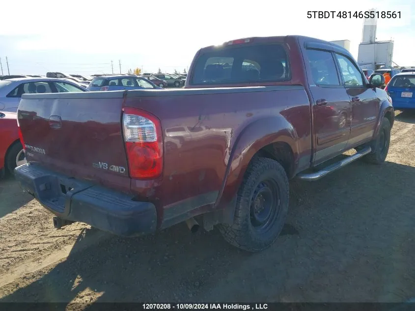 2006 Toyota Tundra Limited V8 VIN: 5TBDT48146S518561 Lot: 12070208