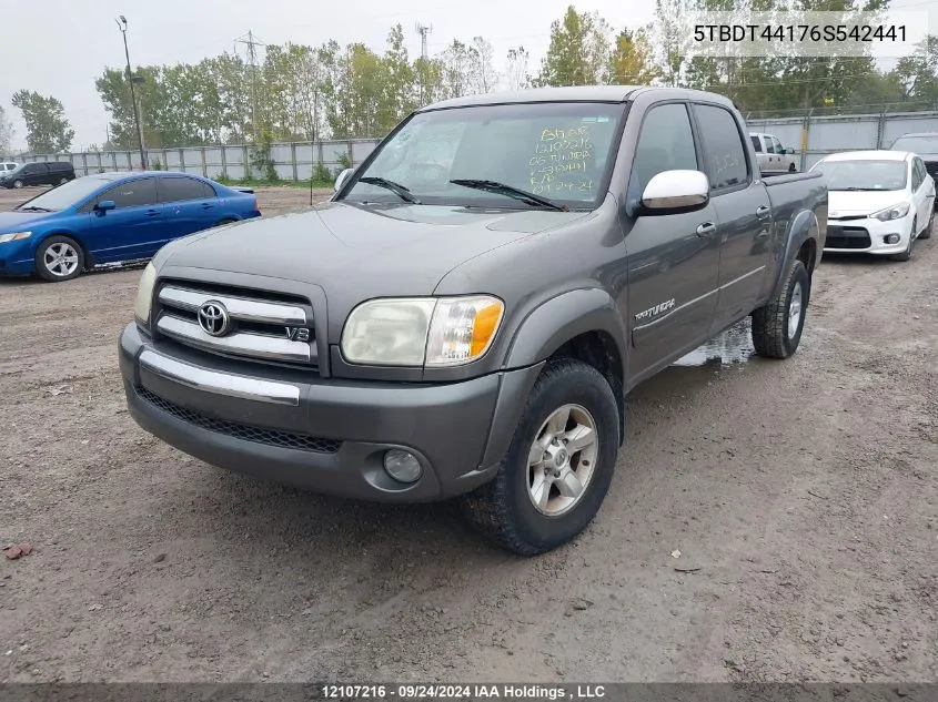 2006 Toyota Tundra VIN: 5TBDT44176S542441 Lot: 12107216