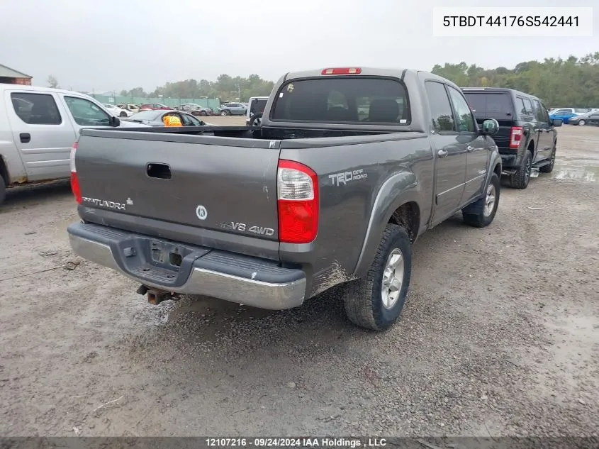 2006 Toyota Tundra VIN: 5TBDT44176S542441 Lot: 12107216