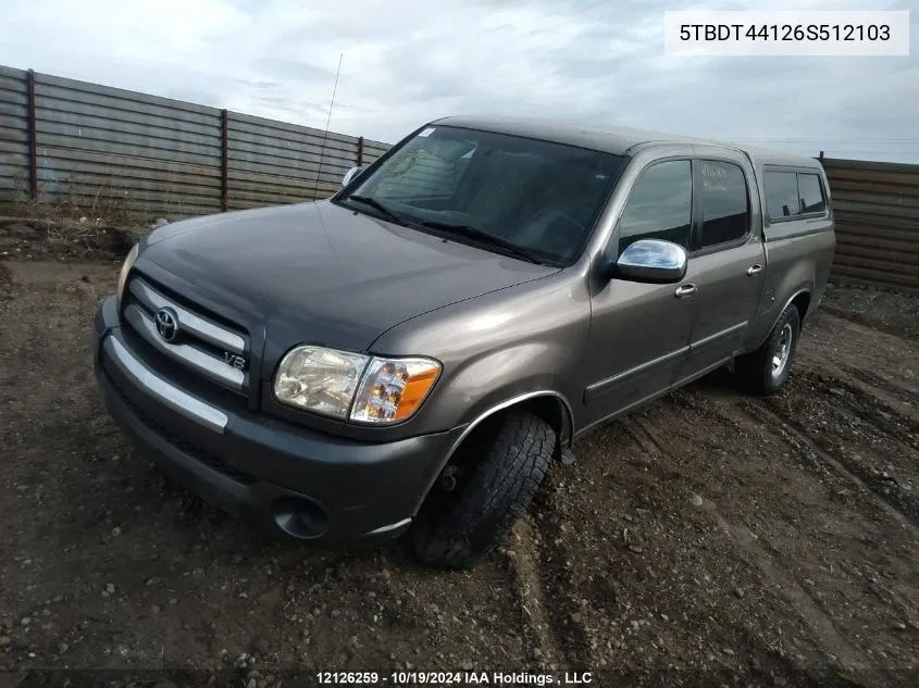 2006 Toyota Tundra Double Cab Sr5 VIN: 5TBDT44126S512103 Lot: 12126259