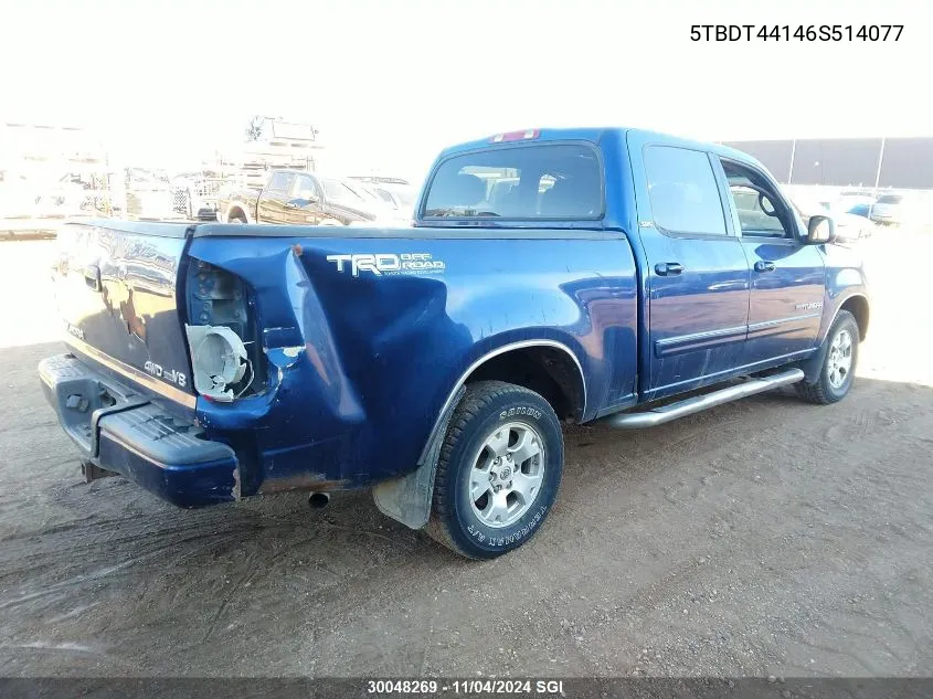 2006 Toyota Tundra Double Cab Sr5 VIN: 5TBDT44146S514077 Lot: 30048269