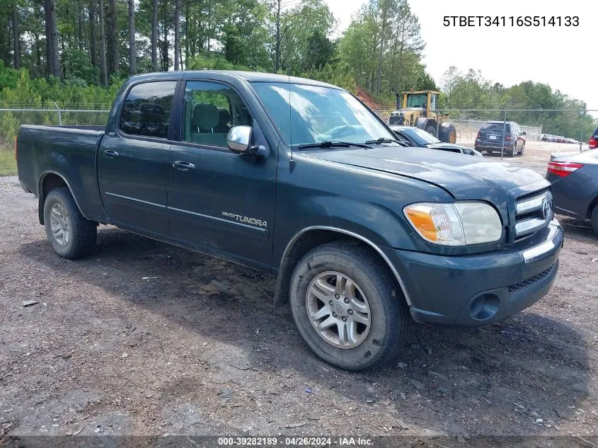 2006 Toyota Tundra Darrell Waltrip Edition/Sr5 V8 VIN: 5TBET34116S514133 Lot: 39282189