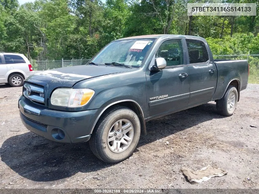 2006 Toyota Tundra Darrell Waltrip Edition/Sr5 V8 VIN: 5TBET34116S514133 Lot: 39282189