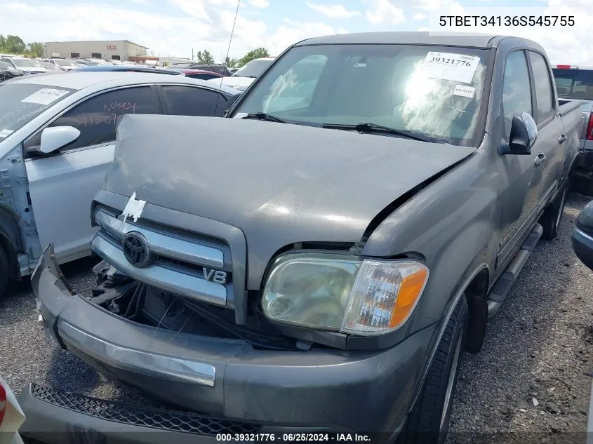 2006 Toyota Tundra Sr5 V8 VIN: 5TBET34136S545755 Lot: 39321776