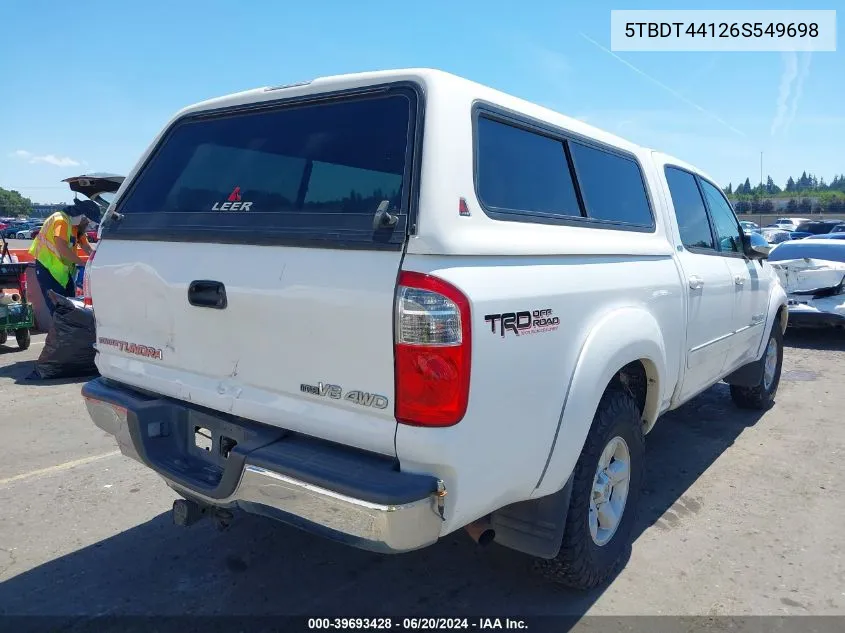 2006 Toyota Tundra Sr5 V8 VIN: 5TBDT44126S549698 Lot: 39693428