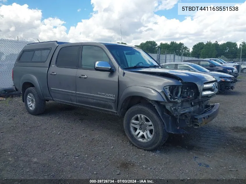 5TBDT44116S551538 2006 Toyota Tundra Sr5 V8