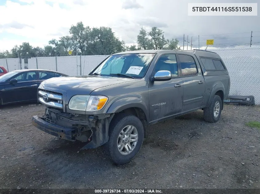 5TBDT44116S551538 2006 Toyota Tundra Sr5 V8