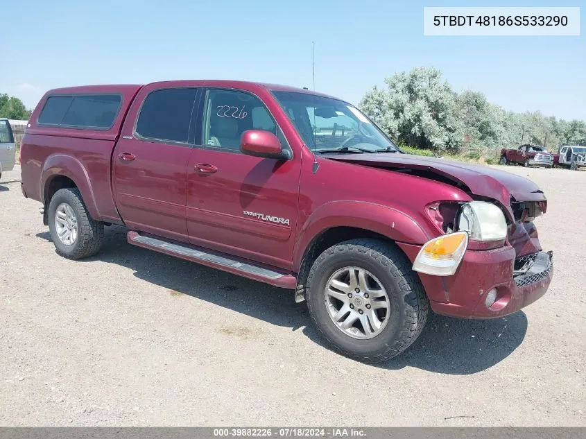 2006 Toyota Tundra Double Cab Limited VIN: 5TBDT48186S533290 Lot: 39882226