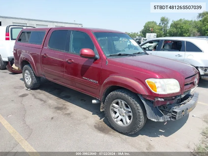 2006 Toyota Tundra Limited V8 VIN: 5TBDT48126S507039 Lot: 39922640