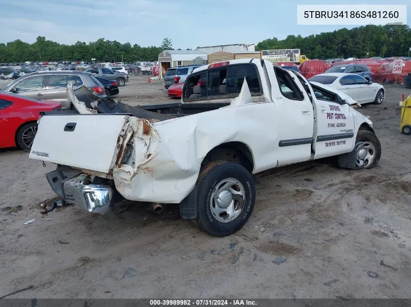 2006 Toyota Tundra Sr5 VIN: 5TBRU34186S481260 Lot: 39989982