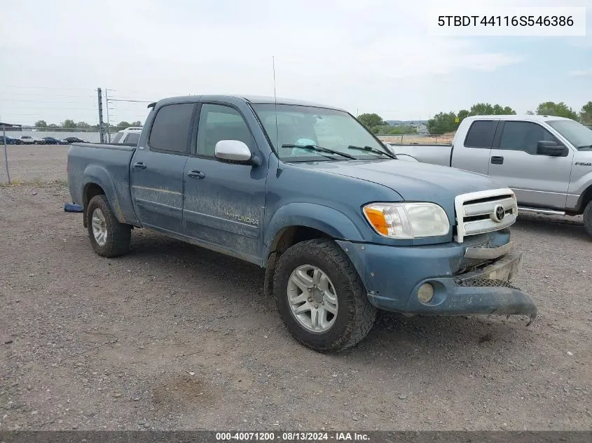 2006 Toyota Tundra Sr5 V8 VIN: 5TBDT44116S546386 Lot: 40071200