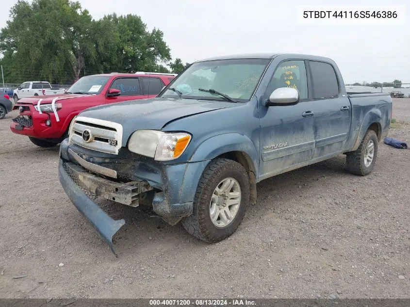 2006 Toyota Tundra Sr5 V8 VIN: 5TBDT44116S546386 Lot: 40071200