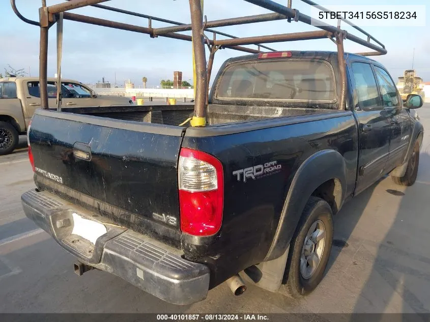 2006 Toyota Tundra Sr5 V8 VIN: 5TBET34156S518234 Lot: 40101857