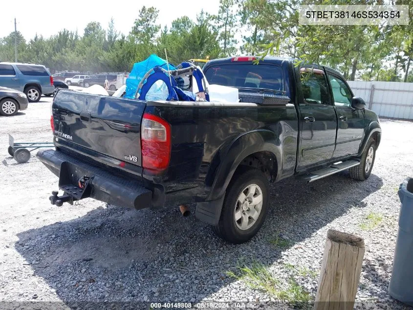 2006 Toyota Tundra Limited V8 VIN: 5TBET38146S534354 Lot: 40149808