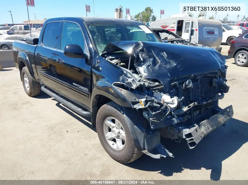 2006 Toyota Tundra Double Cab Limited VIN: 5TBET381X6S501360 Lot: 40156641