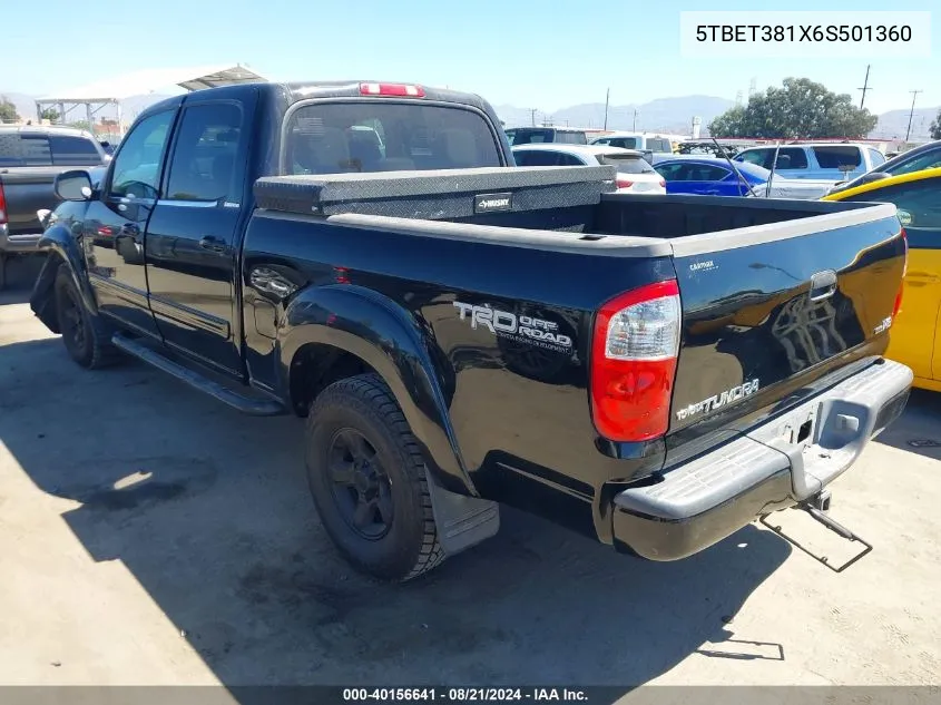 2006 Toyota Tundra Double Cab Limited VIN: 5TBET381X6S501360 Lot: 40156641