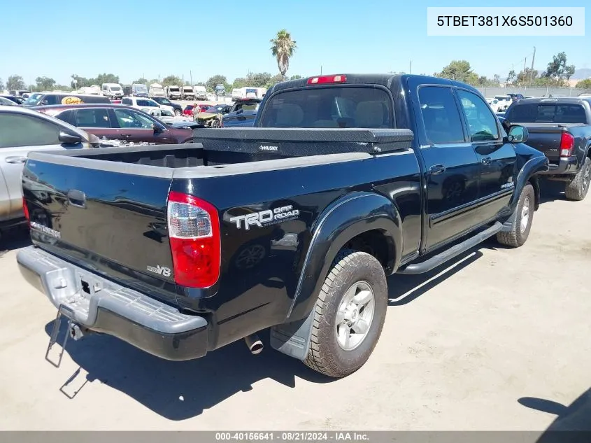 2006 Toyota Tundra Double Cab Limited VIN: 5TBET381X6S501360 Lot: 40156641