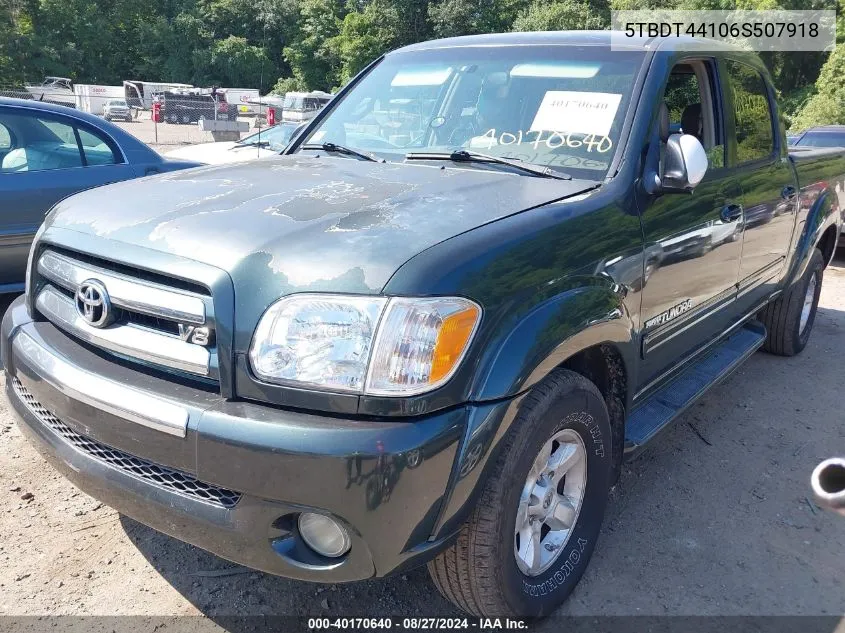 2006 Toyota Tundra Sr5 V8 VIN: 5TBDT44106S507918 Lot: 40170640