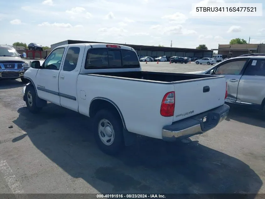 2006 Toyota Tundra Sr5 VIN: 5TBRU34116S477521 Lot: 40191516