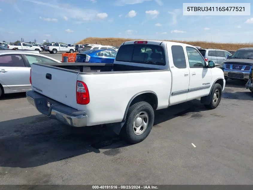 2006 Toyota Tundra Sr5 VIN: 5TBRU34116S477521 Lot: 40191516