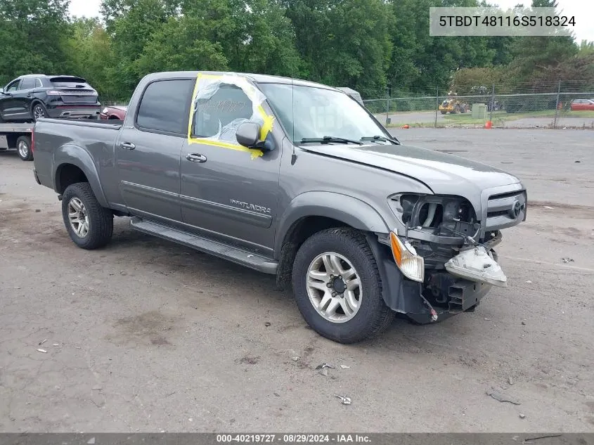 2006 Toyota Tundra Limited V8 VIN: 5TBDT48116S518324 Lot: 40219727